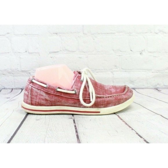 LL Bean Colonial Red Sunwashed Canvas Two Eye Sneakers Size 10 M - Picture 2 of 9